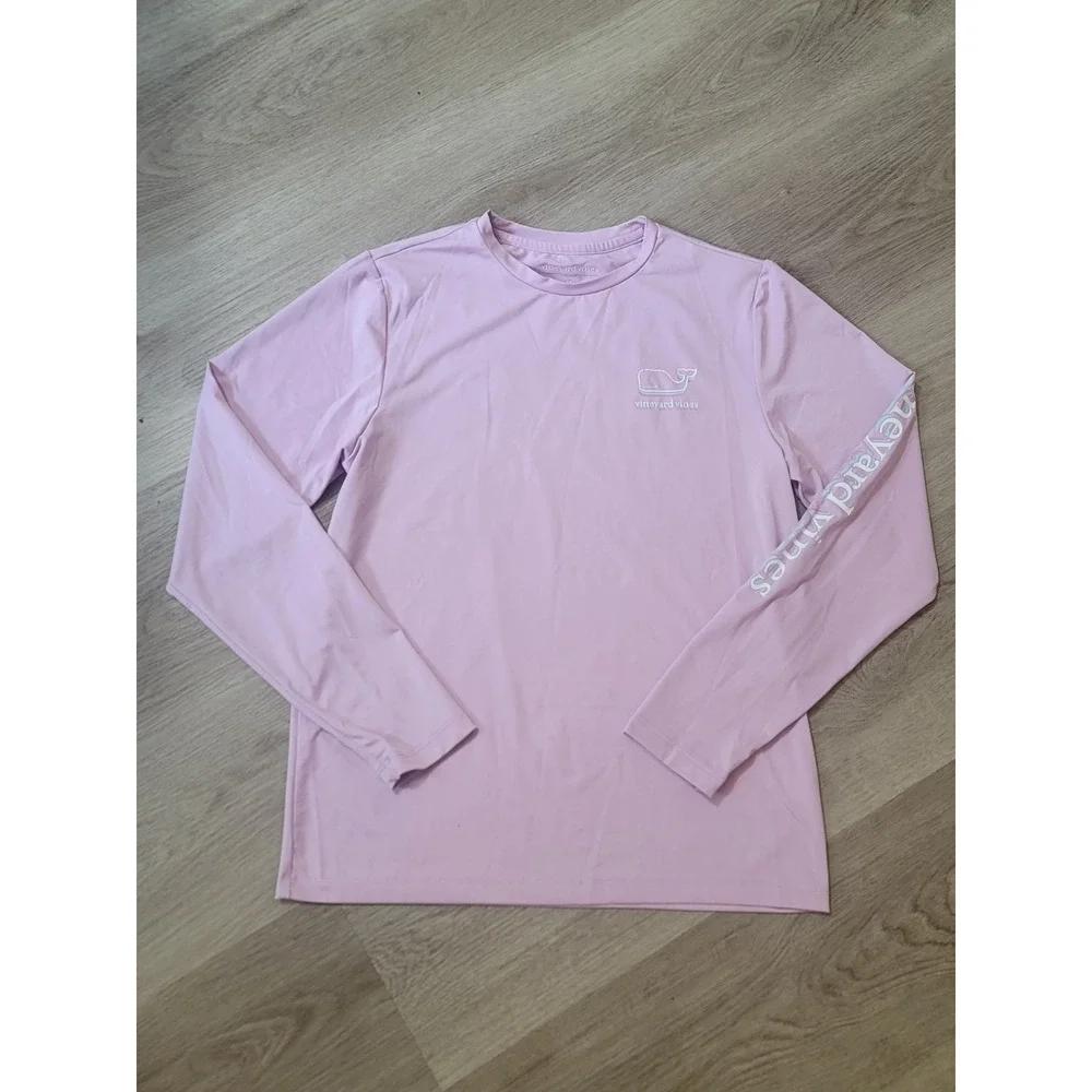 Vineyard Vines Girls Long Sleeve Rash Guard Swim Top M 10-12 Pink Lavender Whale